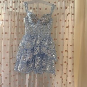 Sherri Hill Light Blue Lace Dress #55785